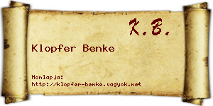 Klopfer Benke névjegykártya